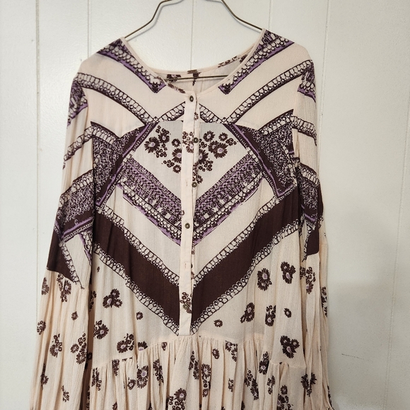 Free People From Your Heat Pink Brown Floral Mini Dress Size Medium - Picture 3 of 4